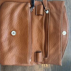 Nine West Tan Leather-Look Wristlet Clutch